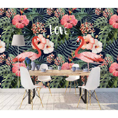 Papier peint amovible flamant rose