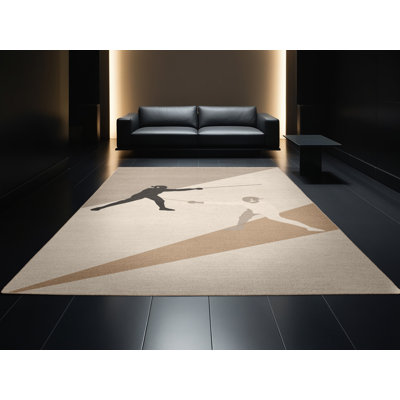 Tapis beige élégant et chic en tissu délavé à la machine Takengon