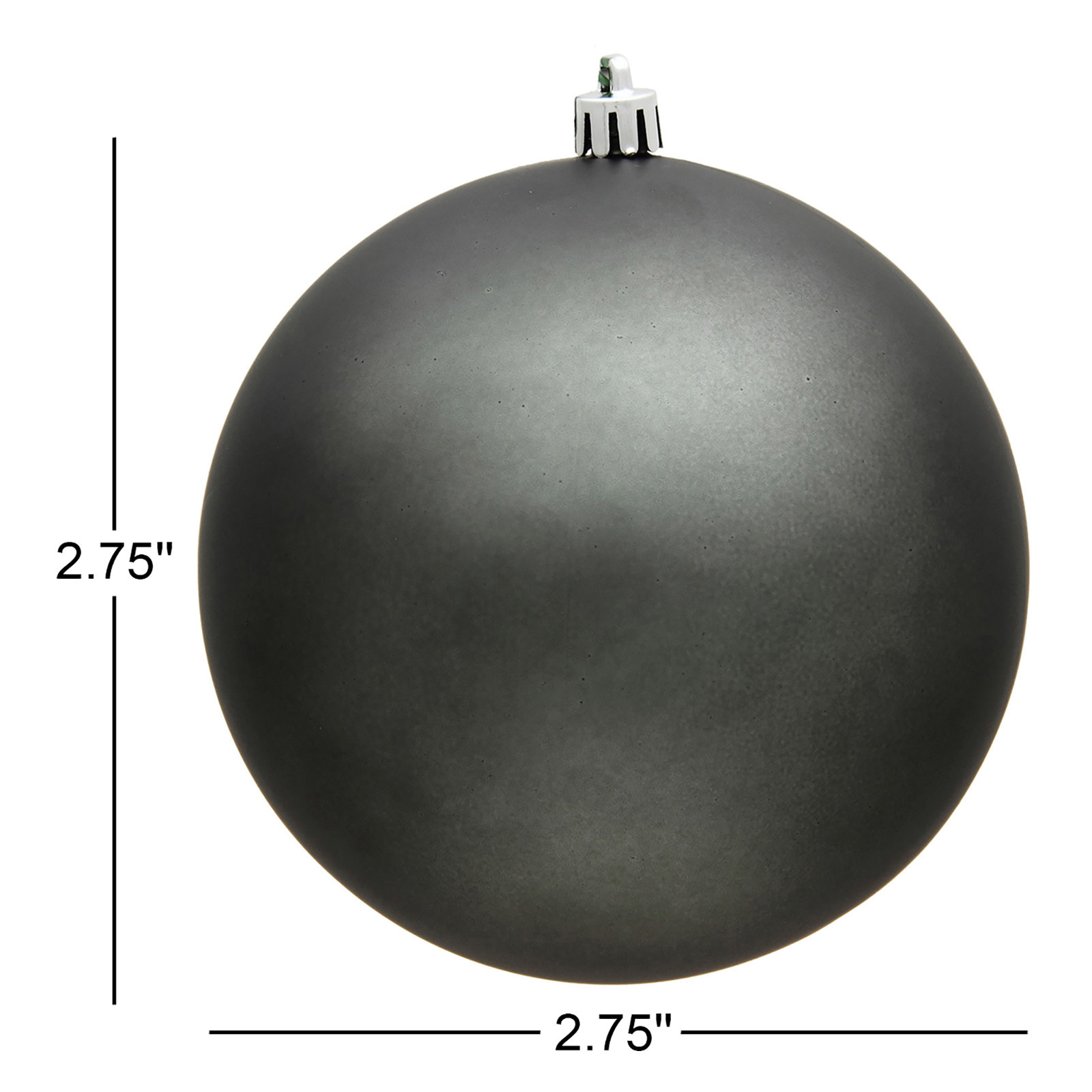 Holiday Décor Ball Ornament, 2.75" H x 2.75" W x 2.75" D, Matte Pewter