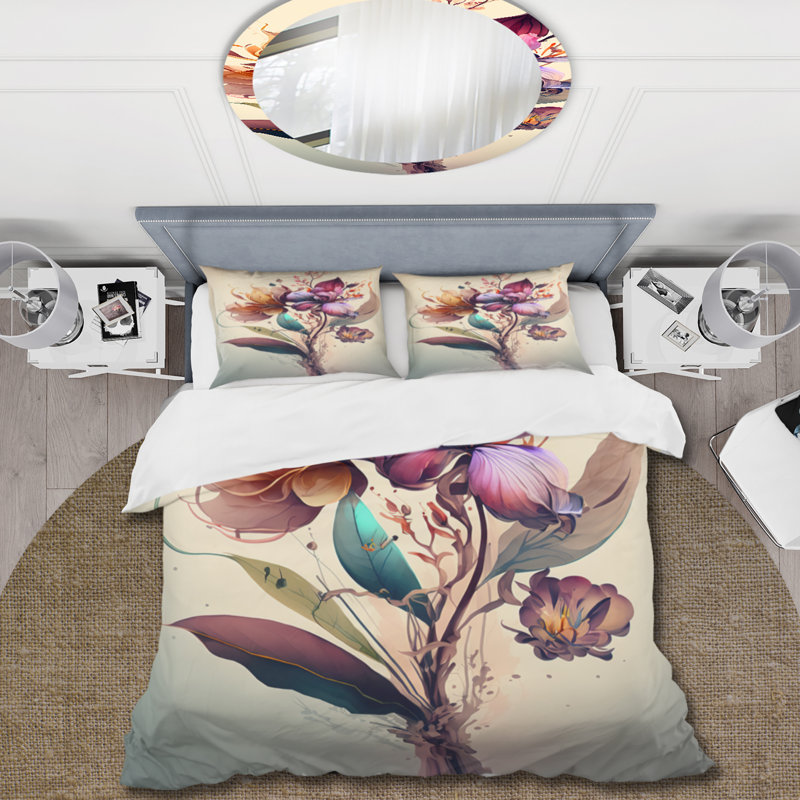 Orchid Floral Design I - Ensemble de housse de couette floral orchidée - Polyester microfibre
