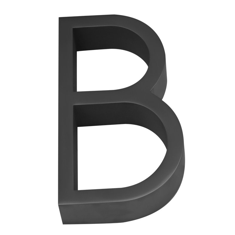 5" Floating Mount House Letter, B, Satin Stainless Steel