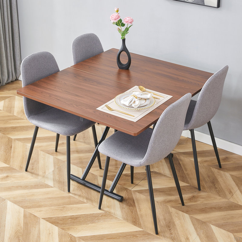Ensemble de table de salle à manger Vesta, Gris foncé, Brown, Black