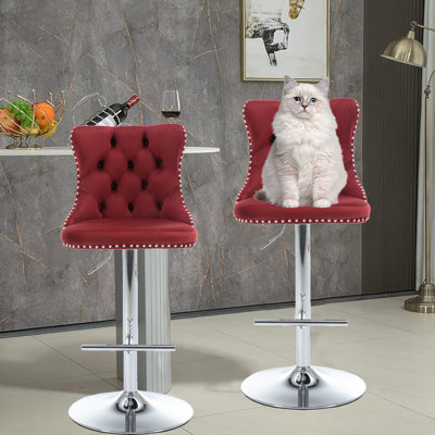 Kieston Swivel Upholstered Velvet Adjustable Height Counter Stool