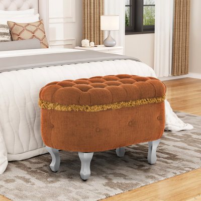 Bancs de rangement de 29,5 po, banc de bout de lit avec capitonnage à boutons, repose-pieds de rangement rembourré en tissu, banc de fenêtre avec frange, banc de rangement pour chaussures, banc de pied de lit pour la chambre à coucher, vestibule, vestiaire