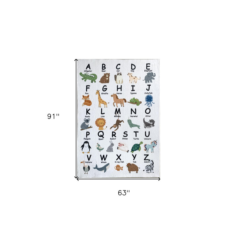 Tapis juvénile alphabet juvénile gris et vert 5 pi x 8 pi
