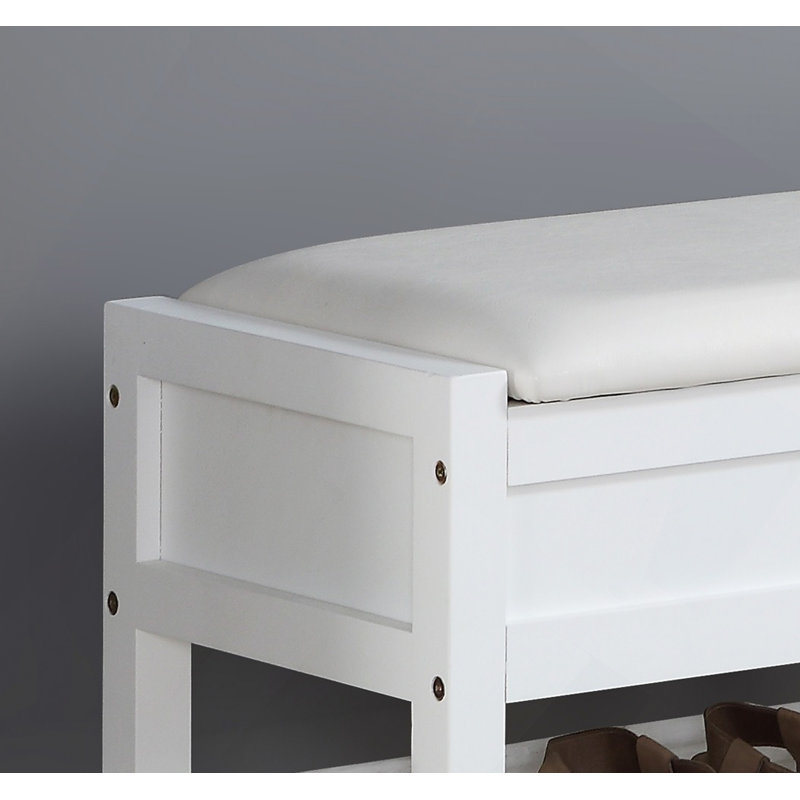 Banc avec rangement pour chaussures, Blanc, Blanc