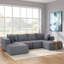 Canapé modulaire en U gris foncé sans structure avec structure modulaire et deux repose-pieds assortis
