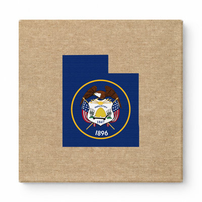 Utah State Map with Flag Seal - art mural carré sur toile