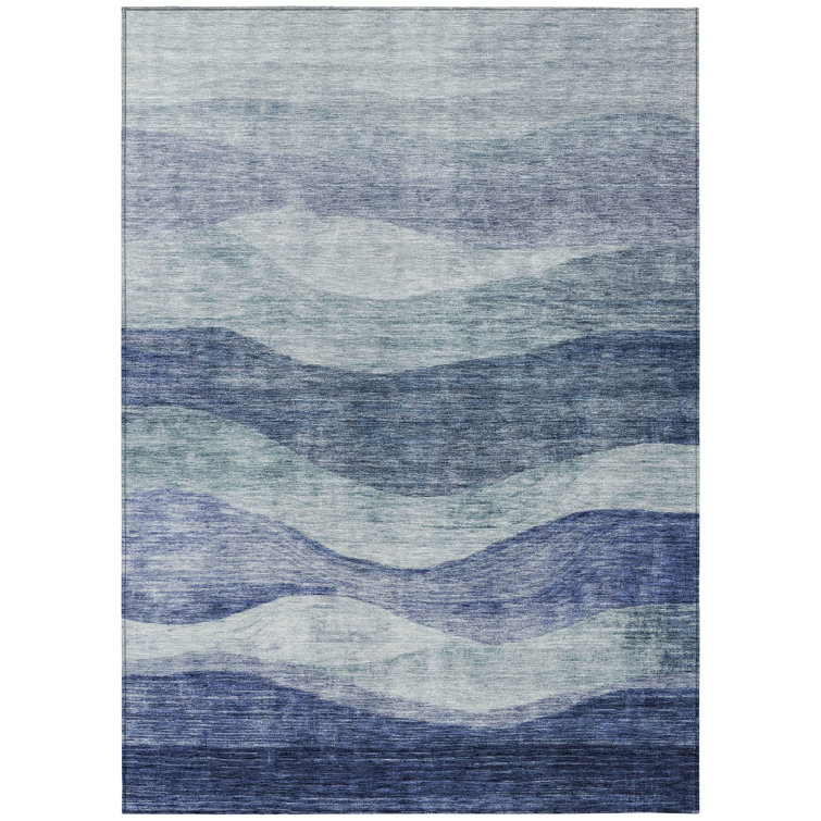 Machine Washable Indoor/Outdoor Chantille ACN1141 Blue Rug
