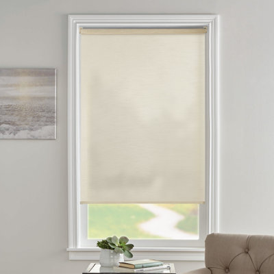 Rideau semi-transparent en tissu beige / blanc