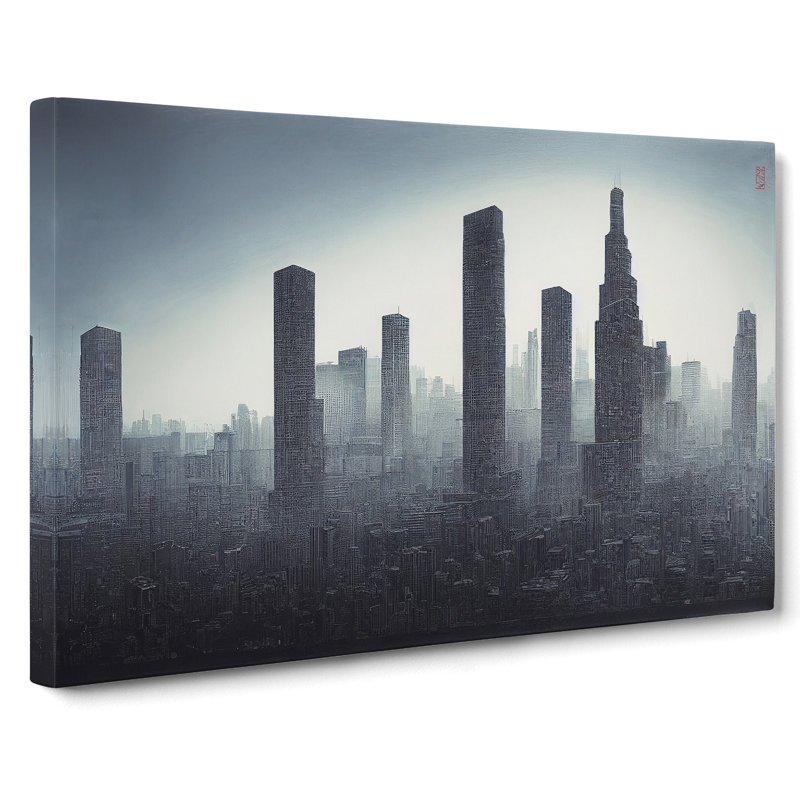 Fine Skyscraper Skyline - Wrapped Canvas Print, 35cm H x 50cm W x 3cm D