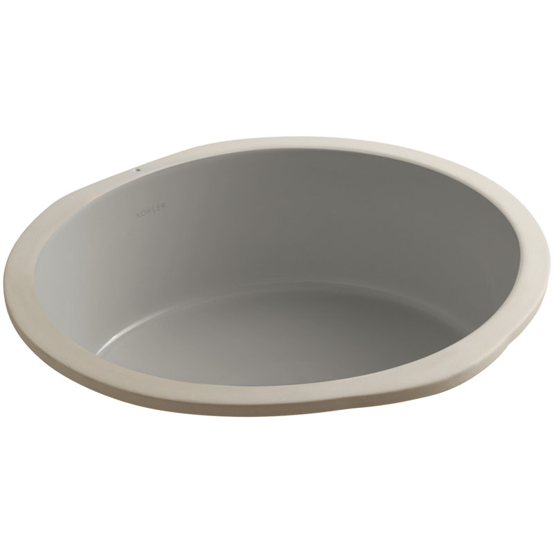 Verticyl Ceramic Vitreous China Circular Undermount Bathroom Sink with Overflow, Cashmere