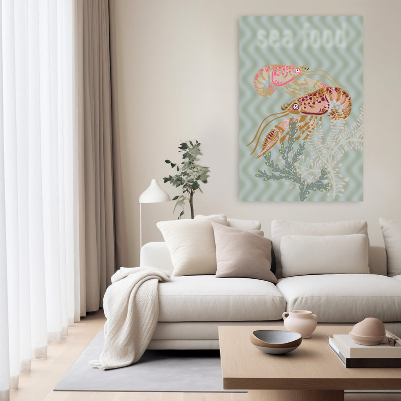 Seafood Under The Waves by Annick - Wrapped Canvas Print, 152.4 cm H x 101.6 cm W