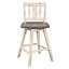 2 chaises en bois d'hévéa massif à hauteur de comptoir, blanc gris, aspect rustique avec pivot à 360 degrés et 2 chaises à dossier à lattes verticales, bois d'hévéa, pivot à 360 °, dossier, projecteur