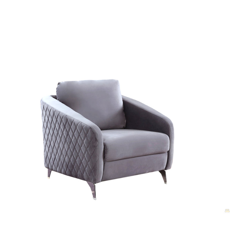 Sofia 36" Gray Velvet Modern Chic Accent Armchair, Gray