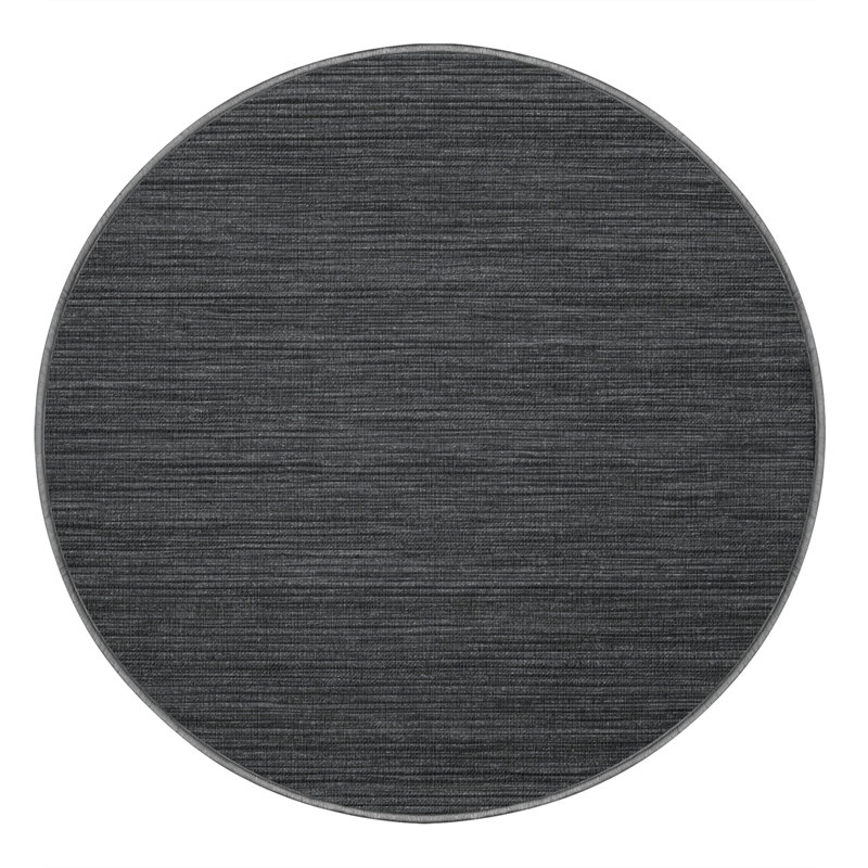 Machine Washable Solid Gray Area Rug, Round 3'