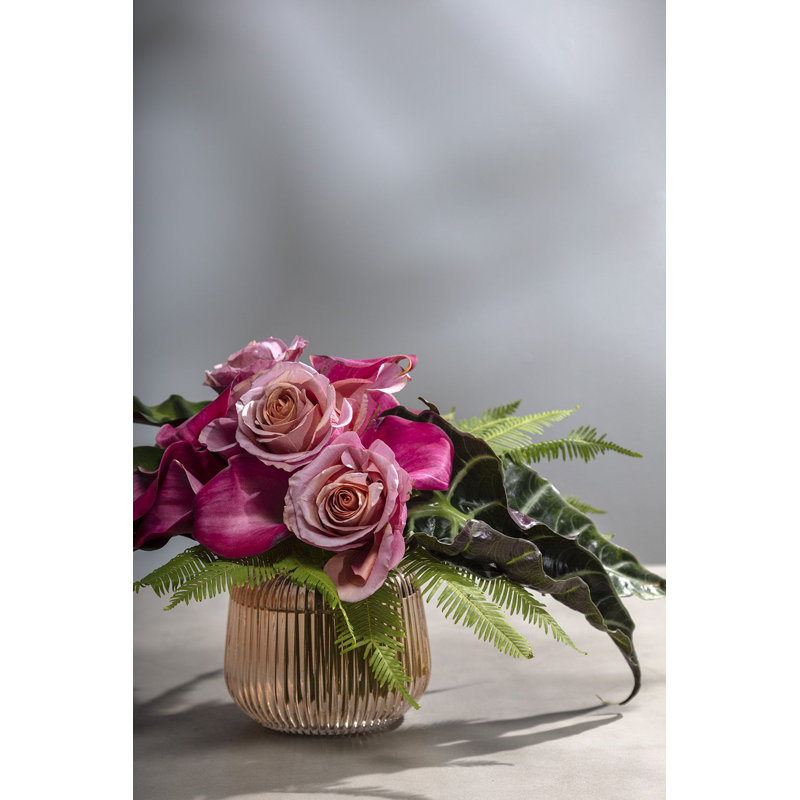 Brigida Handmade Glass Table Vase, 4.75" H x 5" W x 5" D