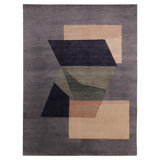 Mid Century Modern Hand Knotted Geometric Area Rug