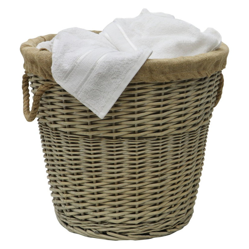 Hand Woven Wicker Laundry Basket with Handles