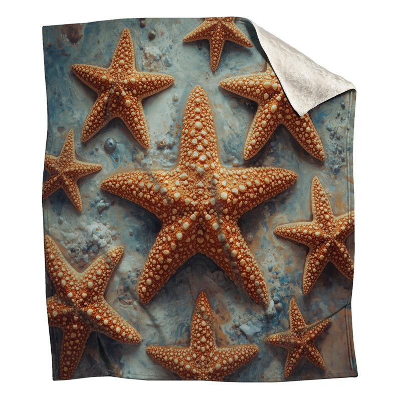 Étoiles de mer texturées sur des couvertures de sable, 50in W x 60in H