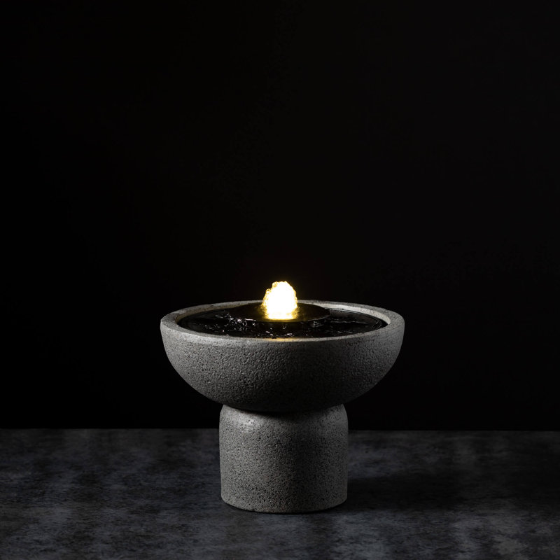 Chantha Weather Resistant Table Top Fountain with Light, 8.25" H x 10.5" W x 10.5" D