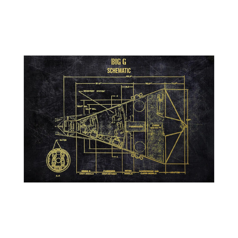Big G Schematic by Joseph Fernando - Gallery-Wrapped Canvas Giclée on Canvas, 30.48 cm H x 45.72 cm W, Wrapped Canvas