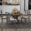 Ensemble de salle à manger extensible 5 pièces, extension ronde à ovale, bois, piédestal à base en X, maison de campagne moderne, salle à manger-708397486