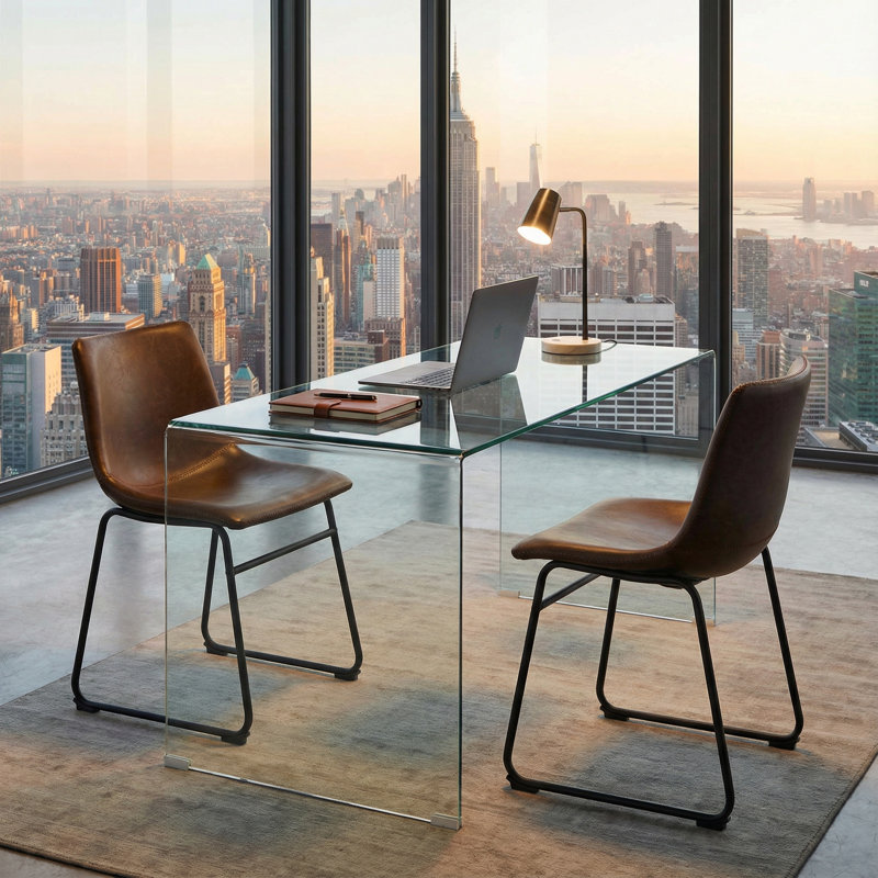 Ensemble de 2 chaises d'appoint rembourrées Lauver, Brun