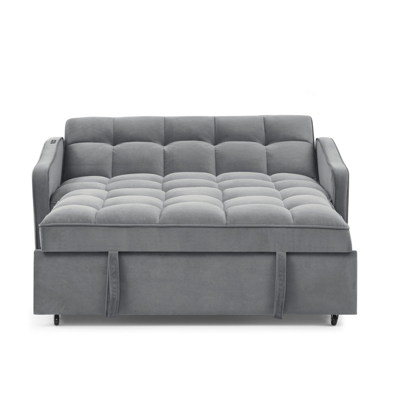 Lit avec plateau, dossier réglable, velours gris, lit escamotable en velours compact, charge pratique, Gris