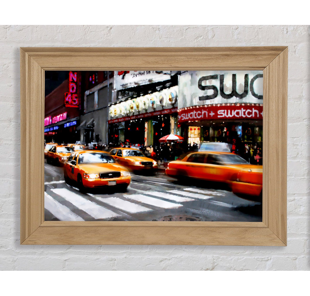 New York City 5Th Avenue Yellow Cabs Gerahmter Druck