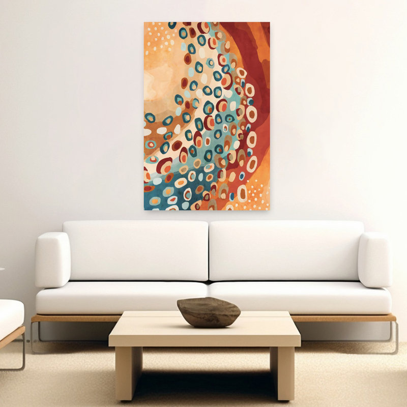 «Abstract Dots-Rust II», art mural contemporain moderne abstrait, 60" H x 40" W