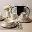 Ensemble 12 pièces de vaisselle en grès avec tasses | Va au micro-ondes et au lave-vaisselle | Ensemble d'assiettes à dîner non toxiques | Ustensiles de cuisine empilables glaçure matte pour 3-129695325