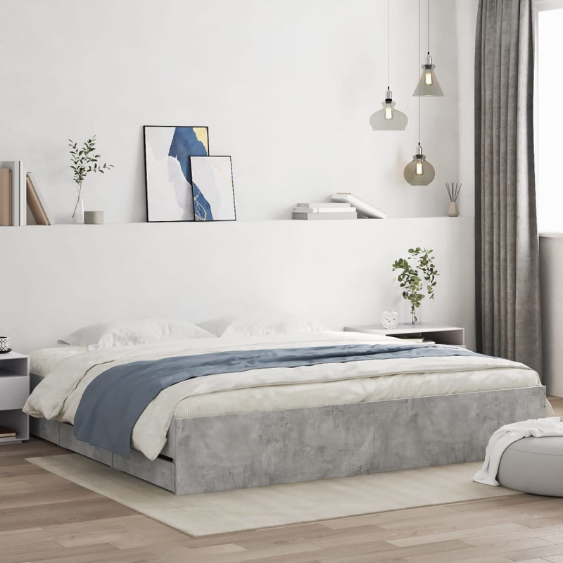Normia Bed, Super King ( 180 x 200 cm), Concrete Grey