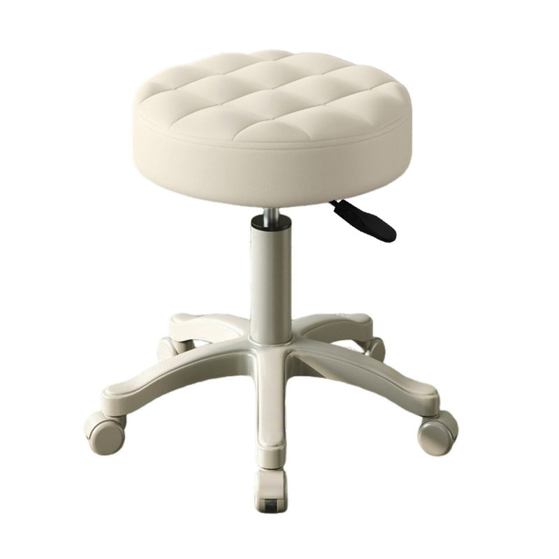Petite chaise Tabouret à roulettes rond avec roulettes, Beige