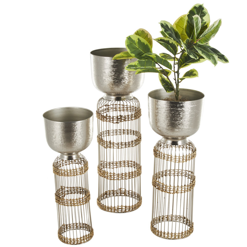 Ensemble de pots à fleurs en métal 3 pièces Ferrier, Argent