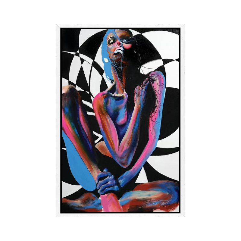 Pose by Chance Watt - Painting on Canvas, White Framed Canvas, 101.6cm H x 20.32cm W x 3.81cm D