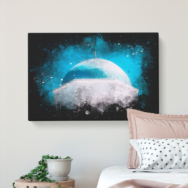 Blue Domed Church In Santorini - Wrapped Canvas, 35cm H x 50cm W x 3cm D