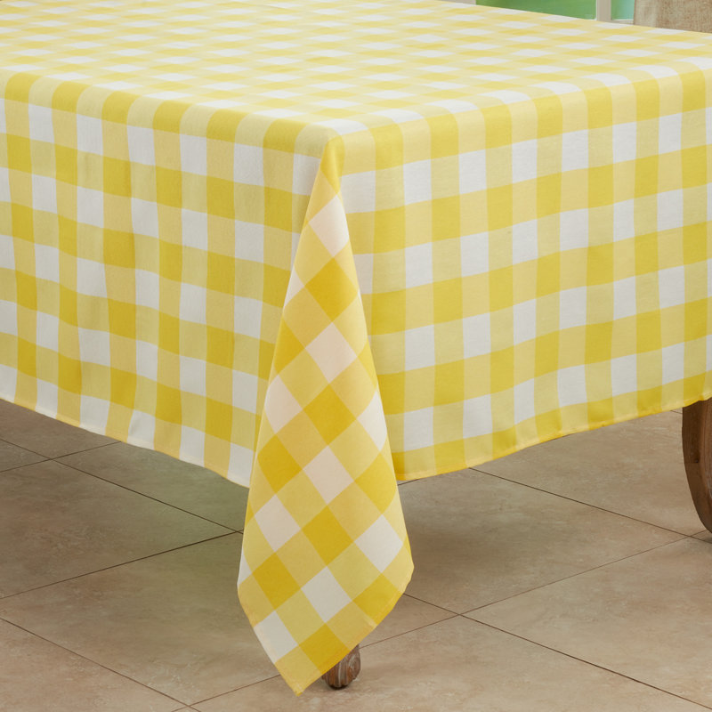Salerno Buffalo Plaid Tablecloth, 16" W x 120" L, Yellow
