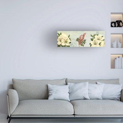 Art mural sur toile tendue - «Garden Stroll - Horizontal Panneaux» de Gail Fraser pour décoration de salon, de chambre à coucher ou de bureau - 6 x 19
