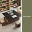 Table basse relevable moderne avec 2 tabourets pour le salon, rangement dissimulé et tiroirs, table de salle à manger pliante et peu encombrante
