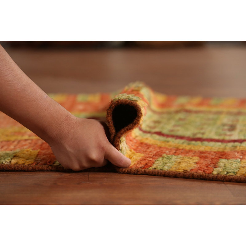 Tapis de couloir oriental géométrique orange marocain 3 x 10