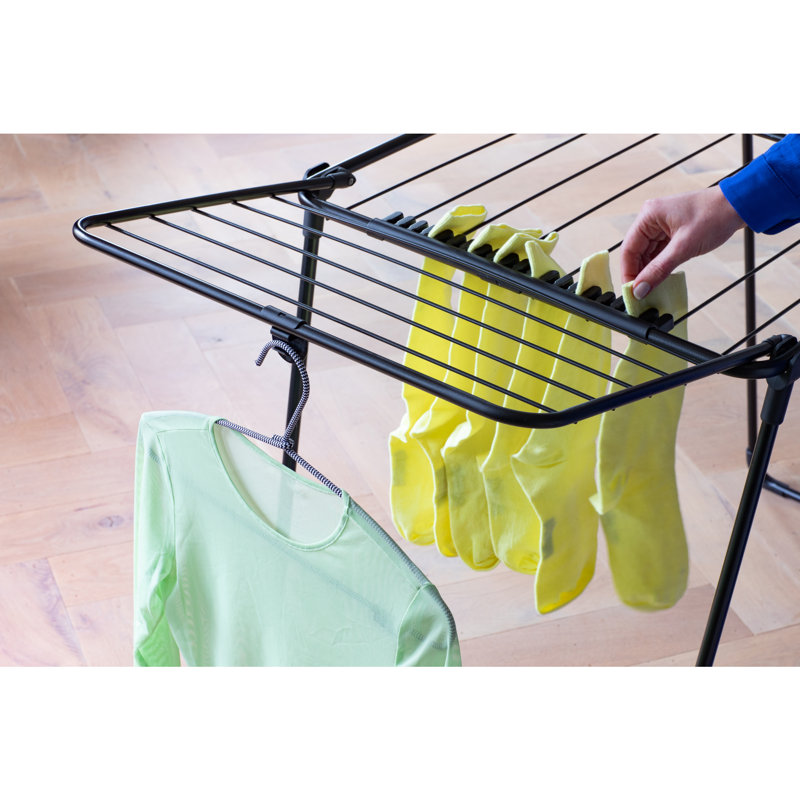 HangOn Too Clothes Drying Rack, 59 - 72 Feet (18 - 22 Meter), 38.4" H x 23.2" W x 2" D, Matte Black