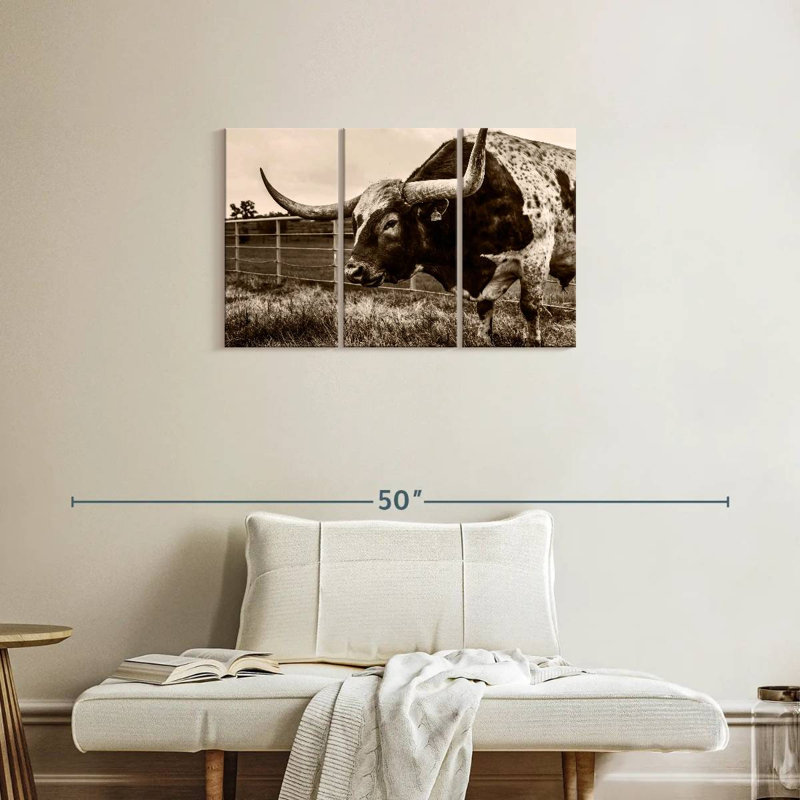 Sepia Longhorn, 20" H x 33" W