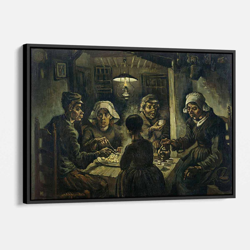 «Nimue Brown Potato Eaters» par Vincent Van Gogh - reproduction, H 12 po x l 16 po, Cadre flottant noir
