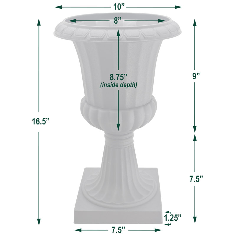 Classic White Painted Plastic Pedestal Urn Planter Set