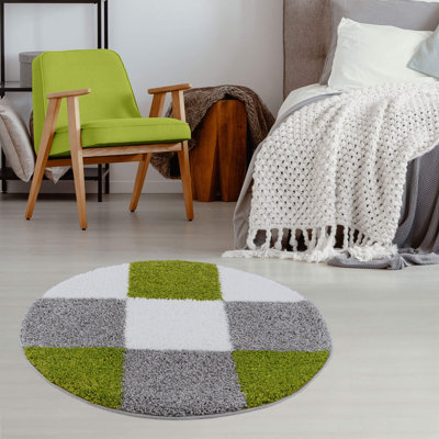 Myshaggy Collection Rugs Geometric Design in Green