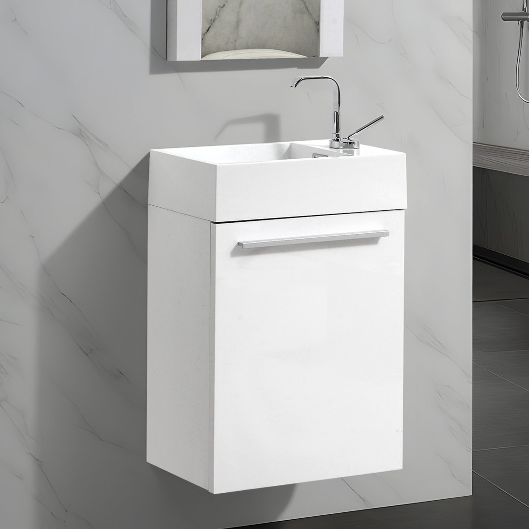 18" Wall Mounted Single Bathroom Vanity with Sink Blossom Base 