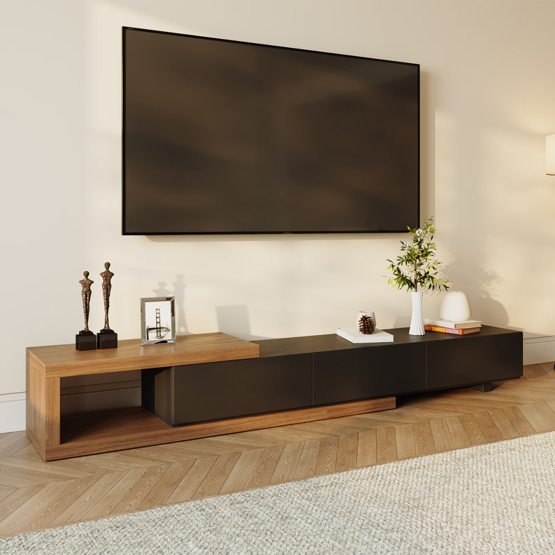 Meuble télé extensible en bois 70,86 à 100 po Tenita, Noir / brun