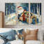 Christmas Santa Red Gift Giving - Christmas Santa Deer Wall Art Living Room Set-107183947-107183937