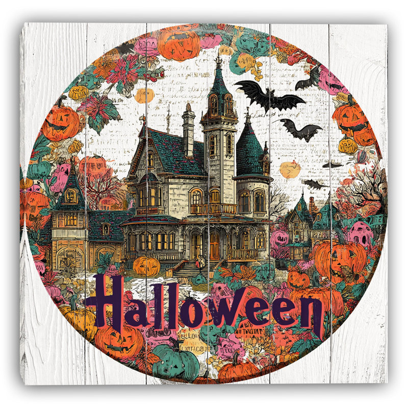 «Haunted Halloween Manor», art mural sur toile tendue, H 12 po x l 12 po